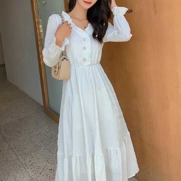 elegant white dress women casual office lady midi vintage dress v-neck long sleeve party one piece korea 2021 autumn chic, Black;gray
elegant white dress women casual office lady midi vintage dress v-neck long sleeve party one piece korea 2021 autumn chic, Black;gray