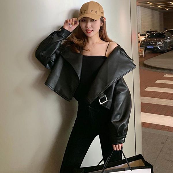 women fashion black punk leather jacket short soft faux black pu jackets coats hippie moto&biker jacket windbreaker streetwear, Black;brown
women fashion black punk leather jacket short soft faux black pu jackets coats hippie moto&biker jacket windbreaker streetwear, Black;brown