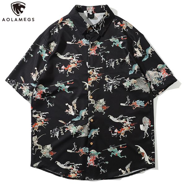 aolamegs men shirt retro chinese style print casual baggy bermuda beach short sleeve fashion casual all-match couple streetwear c1222, White;black 
aolamegs men shirt retro chinese style print casual baggy bermuda beach short sleeve fashion casual all-match couple streetwear c1222, White;black