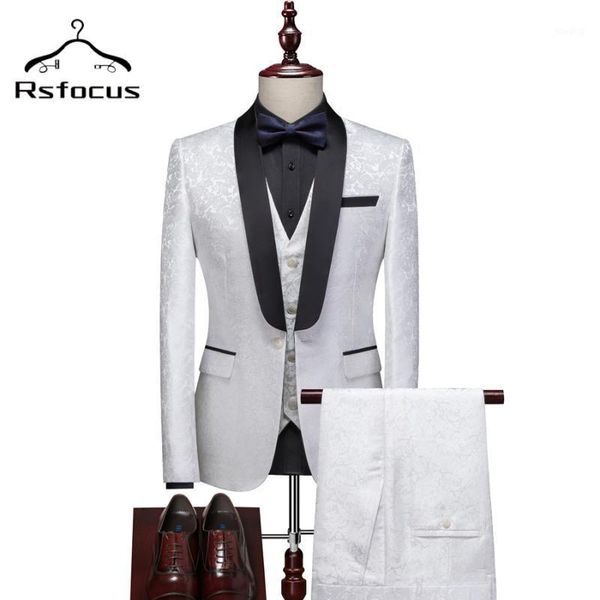rsfocus white men wedding suit classic shawl collar floral jacquard groom tuxedos suit with pants elegant prom party suits tz0761, White;black
rsfocus white men wedding suit classic shawl collar floral jacquard groom tuxedos suit with pants elegant prom party suits tz0761, White;black