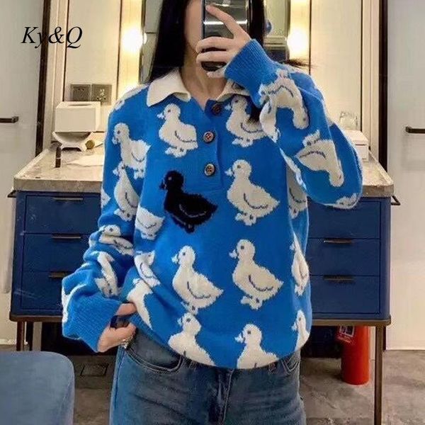 brand design 2020 spring summer knit pullover cute age reduction cute duckling embroidery lapel blue sweater women clothes, White;black
brand design 2020 spring summer knit pullover cute age reduction cute duckling embroidery lapel blue sweater women clothes, White;black