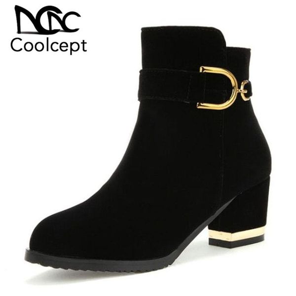 boots coolcept women ankle buckle flock leather high heel spring autumn shoes office lady footwear size 32-43, Black
boots coolcept women ankle buckle flock leather high heel spring autumn shoes office lady footwear size 32-43, Black