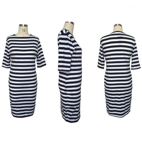 women's summer stripe round neck half sleeve casual bodycon dress size l-6xl1, White;black
women's summer stripe round neck half sleeve casual bodycon dress size l-6xl1, White;black