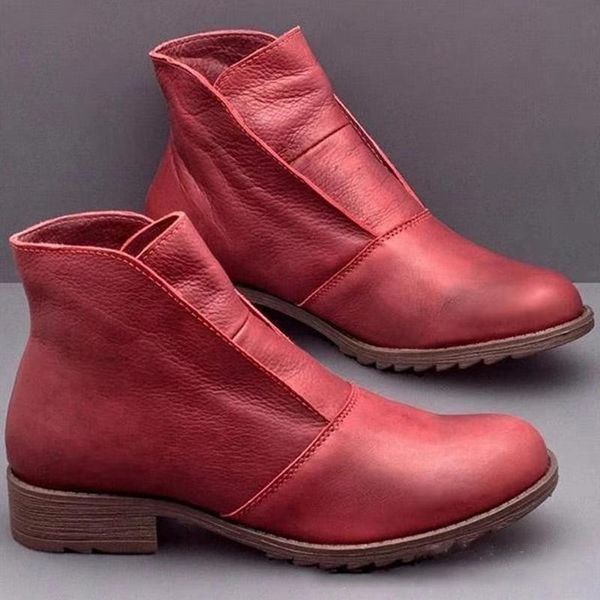 women ankle boots brown autumn winter leather heels platform short boots vintage low heels slip on women casual shoes vt1462, Black
women ankle boots brown autumn winter leather heels platform short boots vintage low heels slip on women casual shoes vt1462, Black
