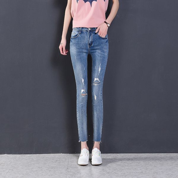 2020 new slim casual wild women's jeans high quality, Blue 
2020 new slim casual wild women's jeans high quality, Blue