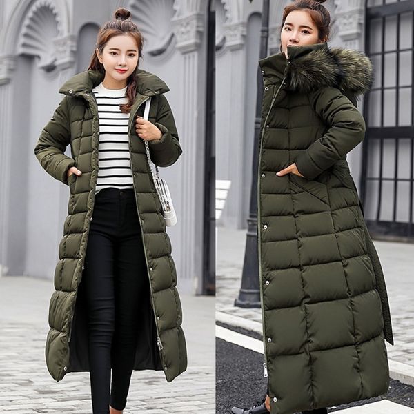 women slim winter outwear big fur belt hooded thick down parkas female warm thick long coats winter windbreaker womens jackets, Black
women slim winter outwear big fur belt hooded thick down parkas female warm thick long coats winter windbreaker womens jackets, Black