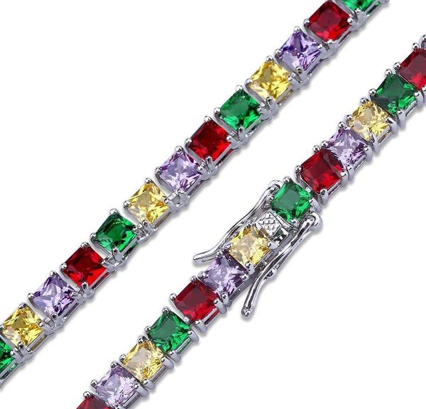 18k gold plated colorful square cubic zirconia tennis necklace 5mm full diamond iced out hip hop rapper chains jewelry jllmjt bdecoat, Black
18k gold plated colorful square cubic zirconia tennis necklace 5mm full diamond iced out hip hop rapper chains jewelry jllmjt bdecoat, Black