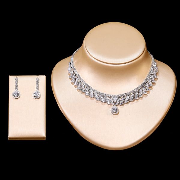 new ladies cubic zirconia bridal earrings and necklace fashion set bridal engagement wedding jewelry wedding accessories, White
new ladies cubic zirconia bridal earrings and necklace fashion set bridal engagement wedding jewelry wedding accessories, White