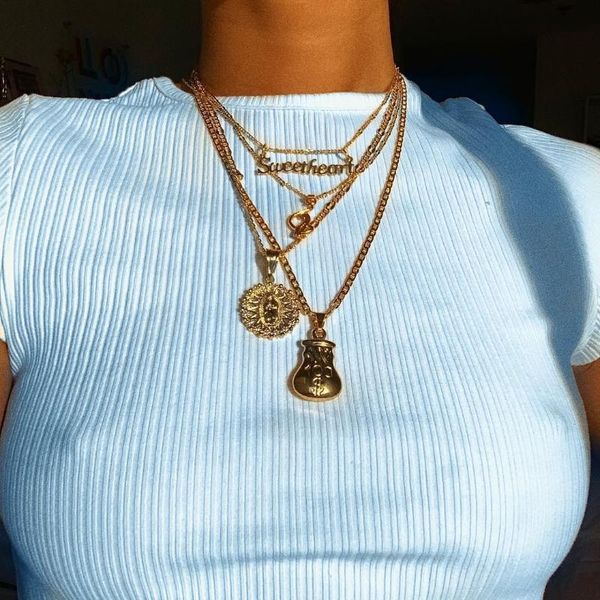 vintage women letters monkey pouch pendant necklaces multilayer gold color necklace virgin mary clavicle chain jewelry, Silver
vintage women letters monkey pouch pendant necklaces multilayer gold color necklace virgin mary clavicle chain jewelry, Silver