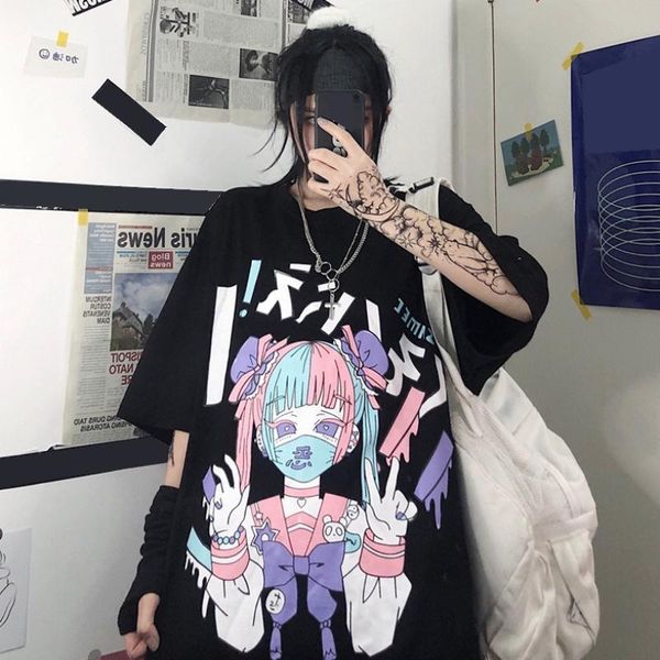 dark black net red short t-shirt women's new summer 2020 harajuku animation super fire loose half sleeve top, White;black
dark black net red short t-shirt women's new summer 2020 harajuku animation super fire loose half sleeve top, White;black