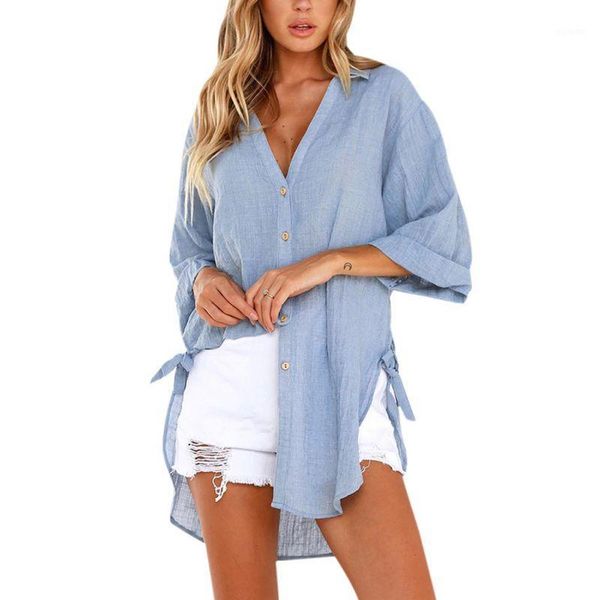 fashion long sleeved shirt irregular summer blouse female casual loose shirt cotton women bandage v neck button shirts new1, White
fashion long sleeved shirt irregular summer blouse female casual loose shirt cotton women bandage v neck button shirts new1, White