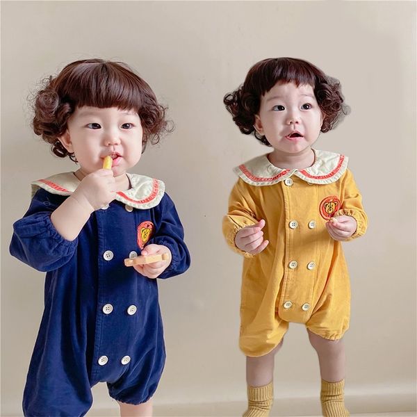 2021 new cute long sleeve spring boys girls corduroy jumpsuit romper navy collar baby clothes 0n5c, Blue
2021 new cute long sleeve spring boys girls corduroy jumpsuit romper navy collar baby clothes 0n5c, Blue