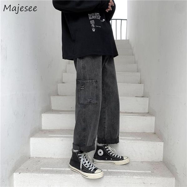 men's jeans men side pocket denim loose trousers casual chic korean style solid zipper ins for designer trouser, Blue
men's jeans men side pocket denim loose trousers casual chic korean style solid zipper ins for designer trouser, Blue