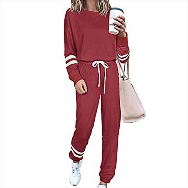 tracksuit long sleeve loose women blouse drawstring long pants striped tracksuit pure color sports suit for spring, White
tracksuit long sleeve loose women blouse drawstring long pants striped tracksuit pure color sports suit for spring, White