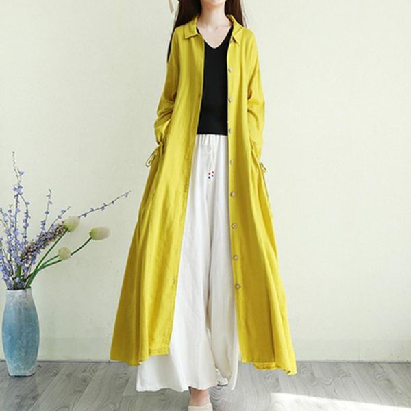 retro literary long women's windbreaker spring summer cotton linen material outside cardigan sunscreen clothing loose l2811, Tan;black
retro literary long women's windbreaker spring summer cotton linen material outside cardigan sunscreen clothing loose l2811, Tan;black