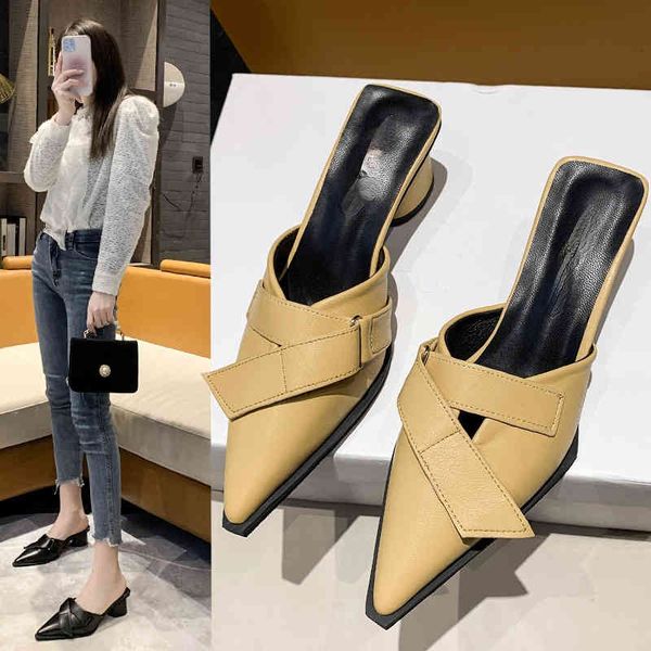 high heeled pointed sandals women wear baotou half slippers in spring 2022 women's shoes, Black
high heeled pointed sandals women wear baotou half slippers in spring 2022 women's shoes, Black