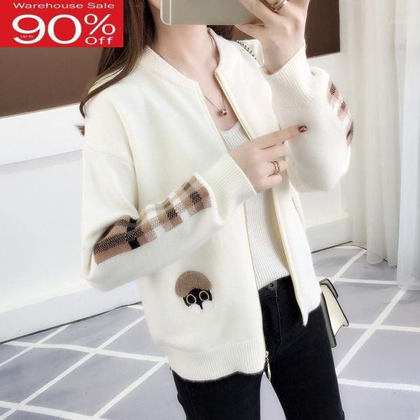 women cardigan sweater zipper 2020 new autumn and winter short trends female knitted coat korean style teenager girl a561, White
women cardigan sweater zipper 2020 new autumn and winter short trends female knitted coat korean style teenager girl a561, White