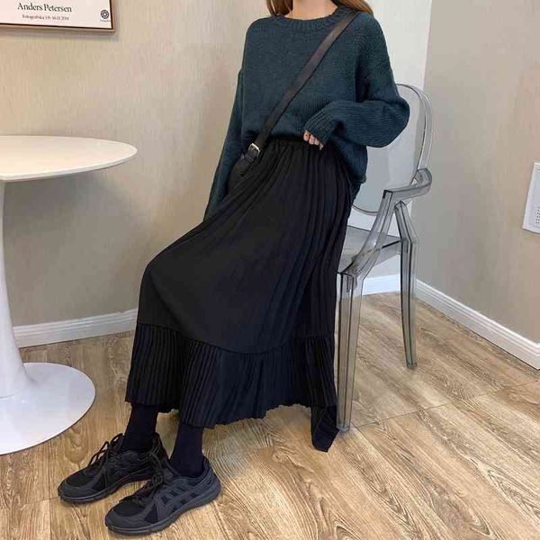 high waist skirt women autumn winter solid wild irregular pleated a-line midi skirts ladies black mermaid elegant 
high waist skirt women autumn winter solid wild irregular pleated a-line midi skirts ladies black mermaid elegant