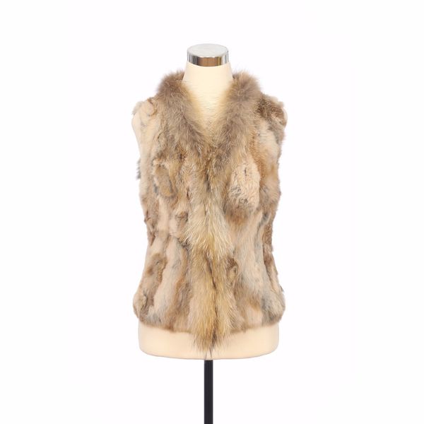 zy88033 actual mesh rabbit skin with fur collar of naturally-coloured raccoon dog outerwear v-neck waistcoat gilet, Black
zy88033 actual mesh rabbit skin with fur collar of naturally-coloured raccoon dog outerwear v-neck waistcoat gilet, Black