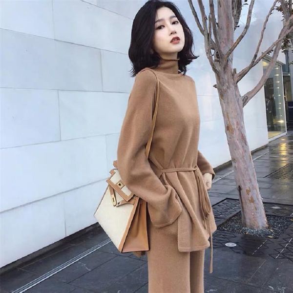 women 2 piece pant kintted turtleneck sweater 2019 autumn winter runway fashion casual pants suit pants knit pullover sets1, White;black
women 2 piece pant kintted turtleneck sweater 2019 autumn winter runway fashion casual pants suit pants knit pullover sets1, White;black