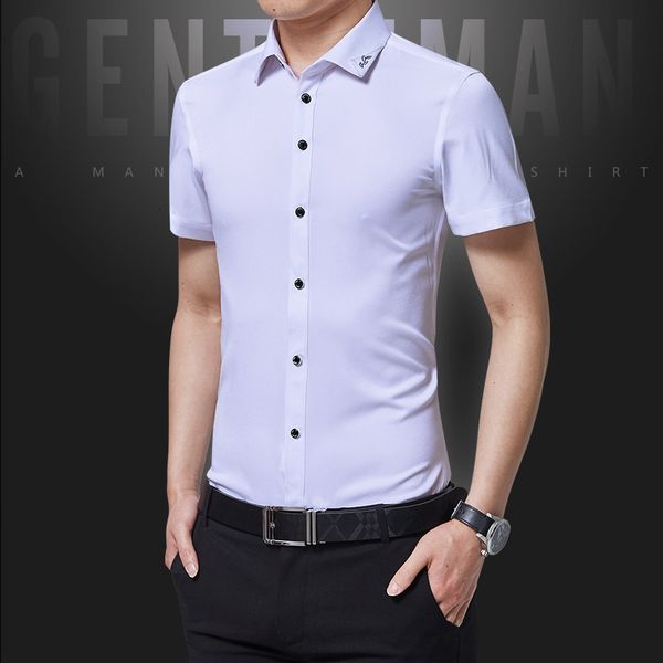 green short no iron slim fit thin half sleeve 2020 new spring and summer business casual men's shirt, White;black
green short no iron slim fit thin half sleeve 2020 new spring and summer business casual men's shirt, White;black