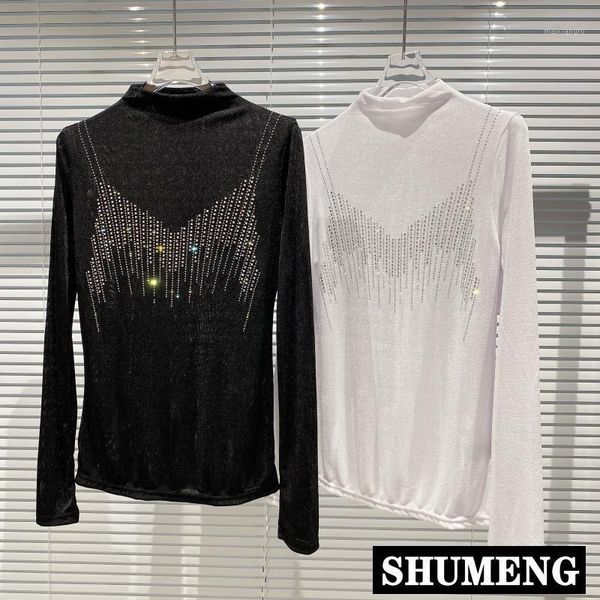 2020 autumn new water drill gradient drill elastic slim long-sleeved t-shirt girl lady solid color pullover base shirt 1, White
2020 autumn new water drill gradient drill elastic slim long-sleeved t-shirt girl lady solid color pullover base shirt 1, White