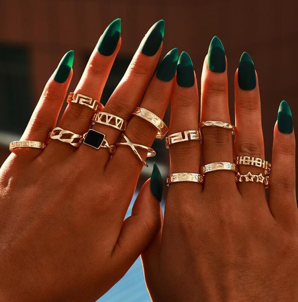 13pcs set characteristic fashionable alloy geometric element set ring letter star ring the gift for women and men christmas presents, Golden;silver
13pcs set characteristic fashionable alloy geometric element set ring letter star ring the gift for women and men christmas presents, Golden;silver