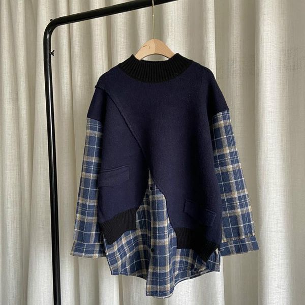 women's sweaters 2021 winter women gentle casual round neck loose soft minimalist patchwork plaid long sleeve pullover knit sweater d18, White;black
women's sweaters 2021 winter women gentle casual round neck loose soft minimalist patchwork plaid long sleeve pullover knit sweater d18, White;black