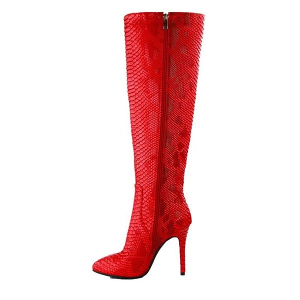 eye-catching red snake pattern large size 47 women side zip knee high booties pointed toe thin high heel daily boots for ladies, Black
eye-catching red snake pattern large size 47 women side zip knee high booties pointed toe thin high heel daily boots for ladies, Black