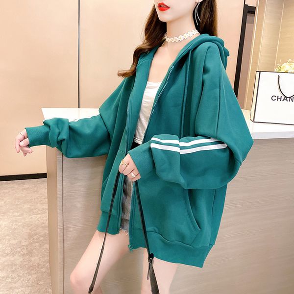 thickened plush hooded cardigan sweater women's super fire design korean versatile student bf harajuku casual coat ua1v, Black
thickened plush hooded cardigan sweater women's super fire design korean versatile student bf harajuku casual coat ua1v, Black