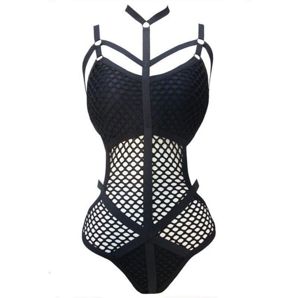 women black sheer knit net mesh women swimwear one piece swimsuit female bather bathing suit swim halter, Black;white