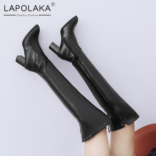 lapolaka brand new concise pointed toe over the knee high boots woman shoes metal decoration round heels zipper shoes, Black
lapolaka brand new concise pointed toe over the knee high boots woman shoes metal decoration round heels zipper shoes, Black