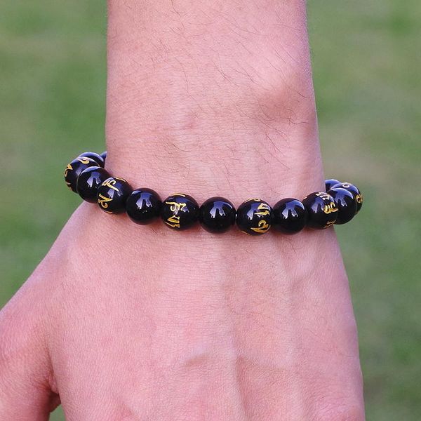 10mm black obsidian mantra beads bracelet tibetan men's fashion chakra charm bracelet handmade diy jewelry pour homme, Golden;silver
10mm black obsidian mantra beads bracelet tibetan men's fashion chakra charm bracelet handmade diy jewelry pour homme, Golden;silver