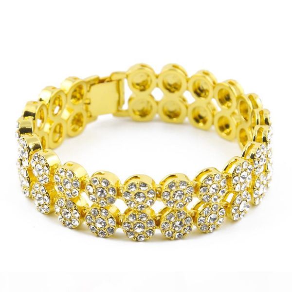 2 rows hip hop bracelets street men bangle with 18k gold plated tide brand titanium steel diamonds bracelet, White
2 rows hip hop bracelets street men bangle with 18k gold plated tide brand titanium steel diamonds bracelet, White