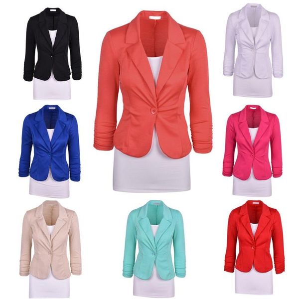 women slim fit solid suit jacket coat casual office one button outwear h8, Black;brown
women slim fit solid suit jacket coat casual office one button outwear h8, Black;brown