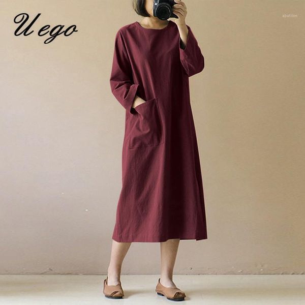 casual dresses uego long sleeve linen cotton autumn dress plus size s-5xl loose women pockets mori girl's vintage spring1, Black;gray
casual dresses uego long sleeve linen cotton autumn dress plus size s-5xl loose women pockets mori girl's vintage spring1, Black;gray
