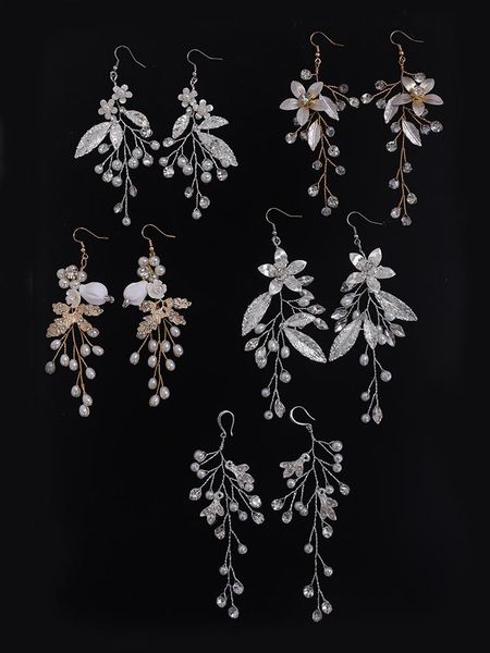 bridal earring handmade rhinestones crystal pearl leaf accessories wedding dangle earring bridal fashion women girl drop jewelry, Silver
bridal earring handmade rhinestones crystal pearl leaf accessories wedding dangle earring bridal fashion women girl drop jewelry, Silver
