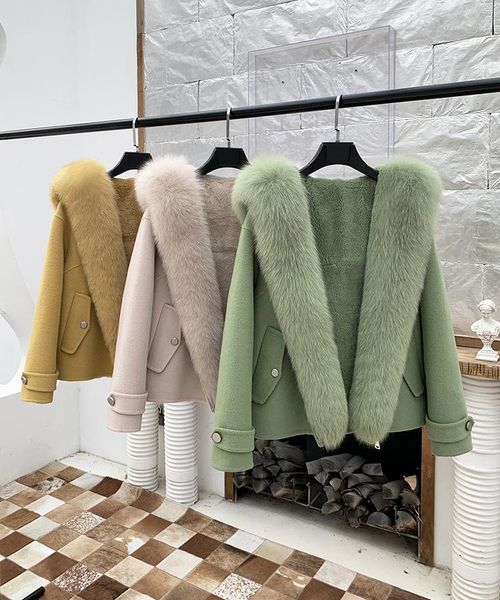 big fur collar wool double-sided coat coat rex fur lining parka overcoat women1, Black
big fur collar wool double-sided coat coat rex fur lining parka overcoat women1, Black