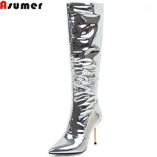 boots asumer 2021 fashion women pointed toe zipper silvery ladies super high thin heel knee big size 32-431, Black
boots asumer 2021 fashion women pointed toe zipper silvery ladies super high thin heel knee big size 32-431, Black