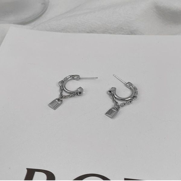 hoop & huggie korean fashion silver lock pendant earrings for women femme key linked chain twisted open statement jewelry gifts, Golden;silver
hoop & huggie korean fashion silver lock pendant earrings for women femme key linked chain twisted open statement jewelry gifts, Golden;silver