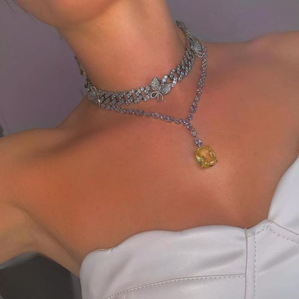 promotion iced out bling pink pinky women jewelry 12mm cuban link chain choker butterfly necklace 15" 16, Silver
promotion iced out bling pink pinky women jewelry 12mm cuban link chain choker butterfly necklace 15" 16, Silver