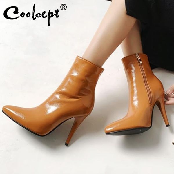 coolcept size 30-43 women ankle boots fashion zipper thin high heel winter shoes woman warm daily pointed toe short boot, Black
coolcept size 30-43 women ankle boots fashion zipper thin high heel winter shoes woman warm daily pointed toe short boot, Black