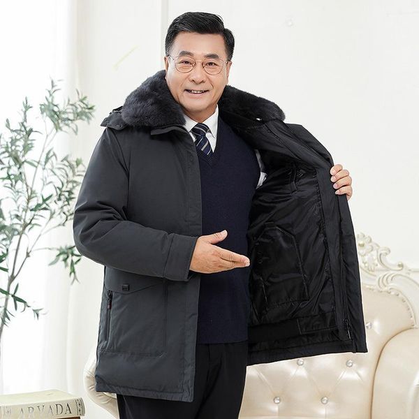 jacket for men's wear middle aged and old people's thickened down jacket hair collar hooded white duck down coat1, Black
jacket for men's wear middle aged and old people's thickened down jacket hair collar hooded white duck down coat1, Black