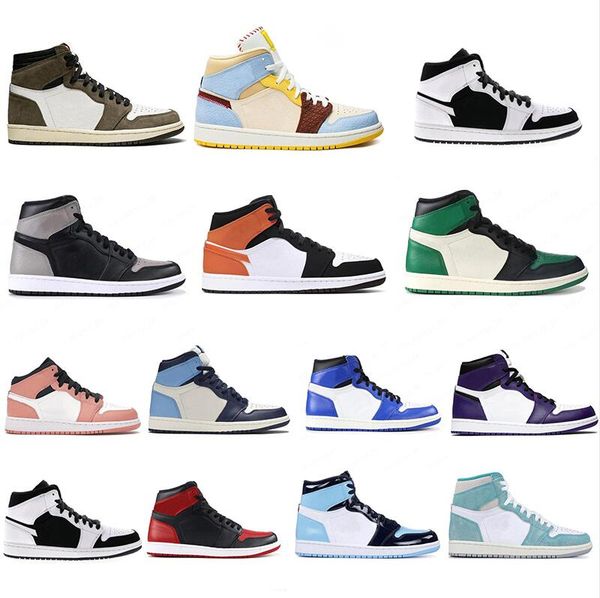 1s smoke grey unc mens womans basketball shoes jumpman 1 high travis scotts dark mocha obsidian trainers mushroom sports sneakers, White;red
1s smoke grey unc mens womans basketball shoes jumpman 1 high travis scotts dark mocha obsidian trainers mushroom sports sneakers, White;red