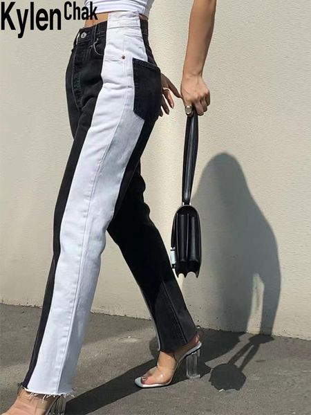 streetwear black and white stitching straight high waist asymmetric jeans women 2020 new seasons all-match slim cropped trousers, Blue
streetwear black and white stitching straight high waist asymmetric jeans women 2020 new seasons all-match slim cropped trousers, Blue