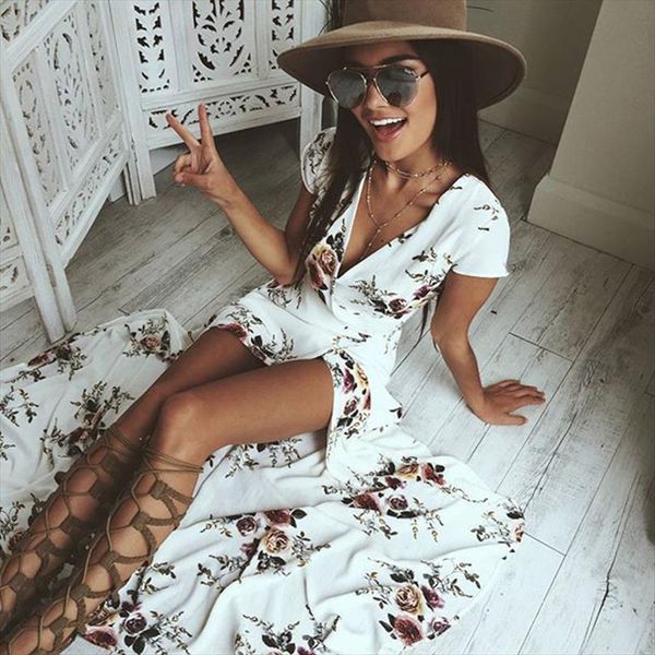 2019 long summer beach dress printed women deep v floral chiffon maxi dress front split bohemian dresses white boho, Black;gray
2019 long summer beach dress printed women deep v floral chiffon maxi dress front split bohemian dresses white boho, Black;gray