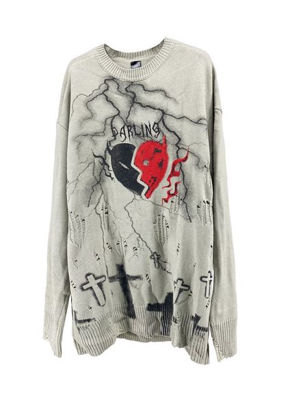 hole knitted printed european american men's hip-hop rap street individualized and popular nightgown hrof, White;black
hole knitted printed european american men's hip-hop rap street individualized and popular nightgown hrof, White;black