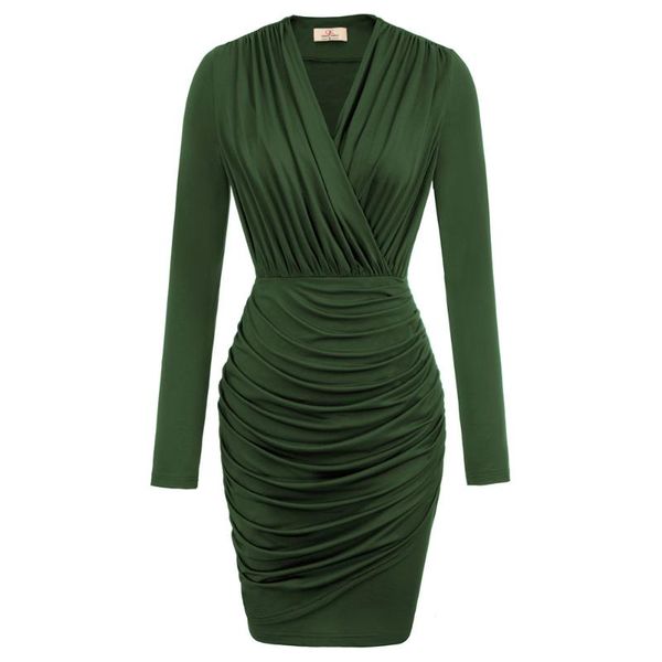 womens long sleeve v-neck pleated hips-wrapped bodycon pencil dress s~2xl us, Black;gray
womens long sleeve v-neck pleated hips-wrapped bodycon pencil dress s~2xl us, Black;gray