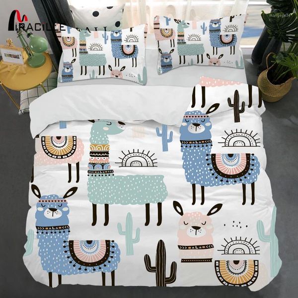 miracille cartoon alpaca printing bedding set children duvet cover sets with pillowcase home bed linen1
miracille cartoon alpaca printing bedding set children duvet cover sets with pillowcase home bed linen1
