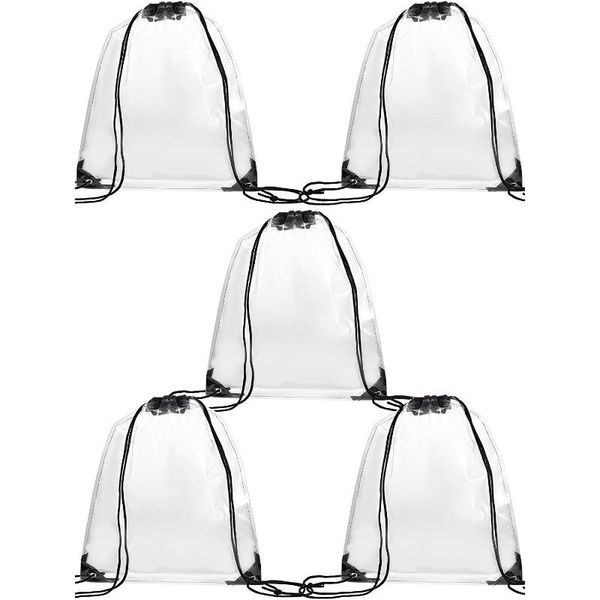 backpack 5 pack transparent drawstring bag clear cinch bags traveling sport (black edge)
backpack 5 pack transparent drawstring bag clear cinch bags traveling sport (black edge)